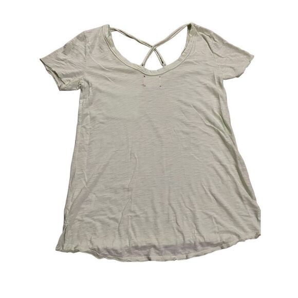 Anthropologie t.la bright mint green pocket basic tee criss cross back XS minima - Picture 6 of 7